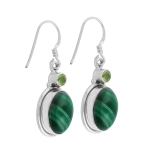 Casual wear two stone green stone sterling silver drop earrings